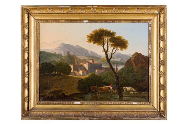 Frans Swagers (attr. a) - Landscape with herds and shepherds