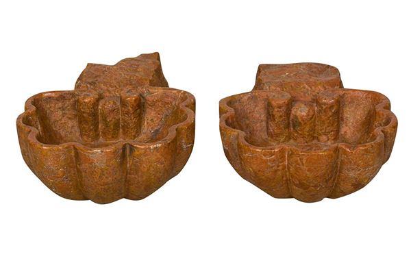 Pair of clamshell holy water stoups