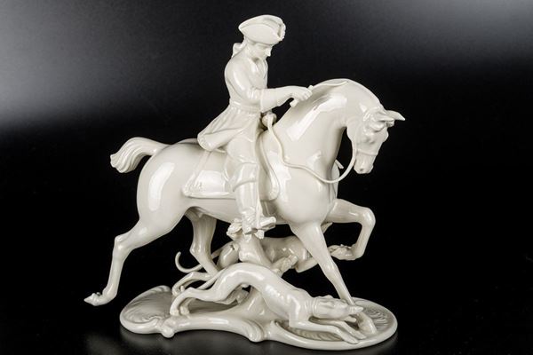 Gentleman on horseback with greyhounds