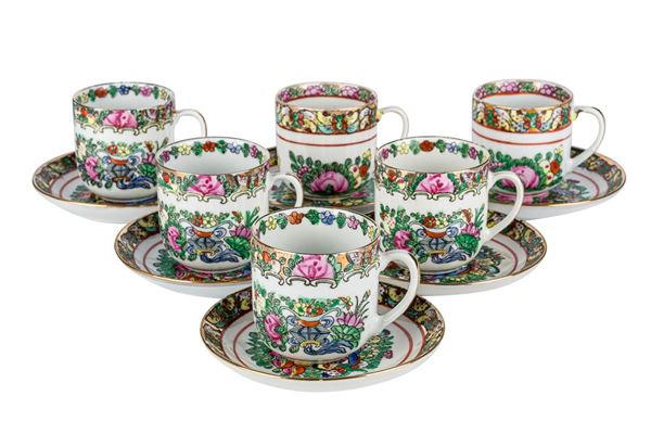 Lotto di 6 tazzine e 6 piattini da caff&#232;