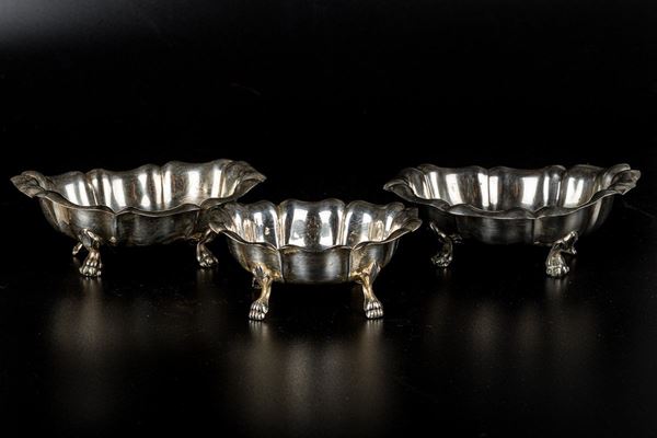 Lot of three 800 silver gravy boats