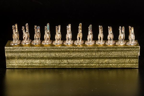 Lotto di 12 segnaposto in argento 925