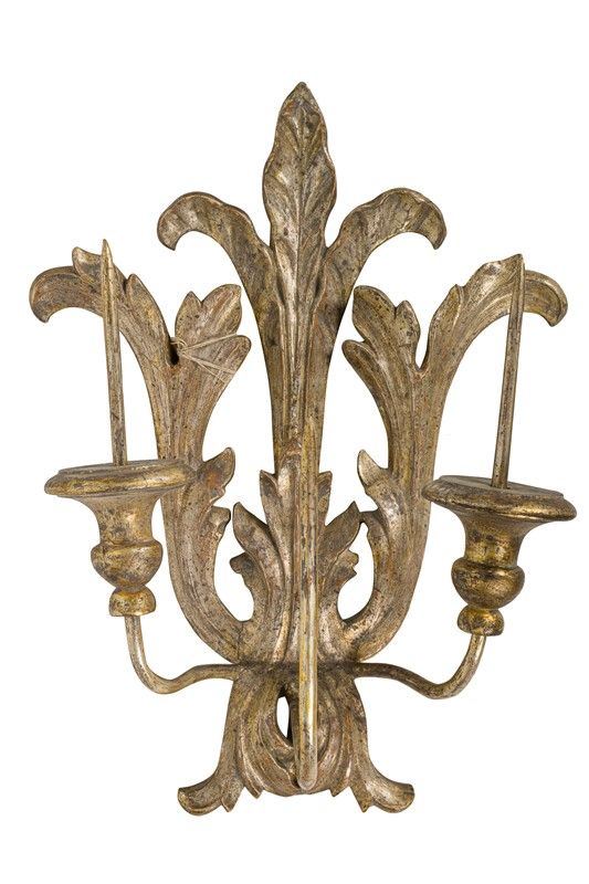 Grande applique in legno argentato