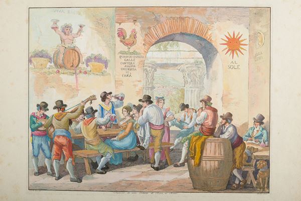 Bartolomeo Pinelli - Interno di un osteria di Roma ai monti
