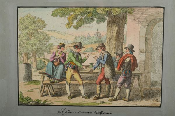 Bartolomeo Pinelli - The morra game in Rome