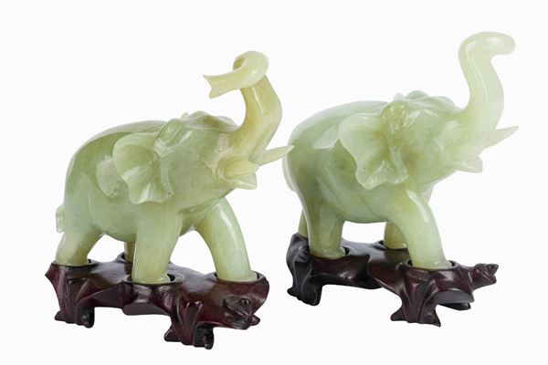 Pair of jade elephants