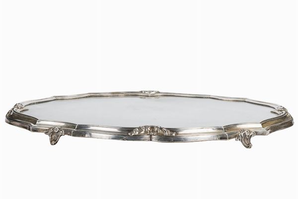 Mirror tray with frame in 800 silver