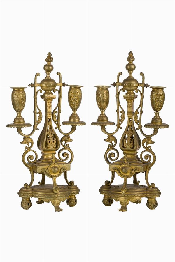 Pair of bronze candlesticks