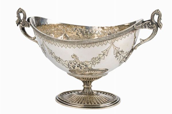 Silver metal tureen