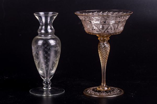Lot of two crystal objects