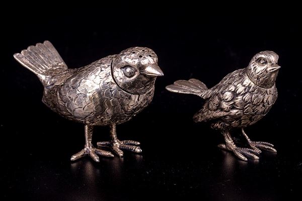 Pair of 800 silver salt cellars