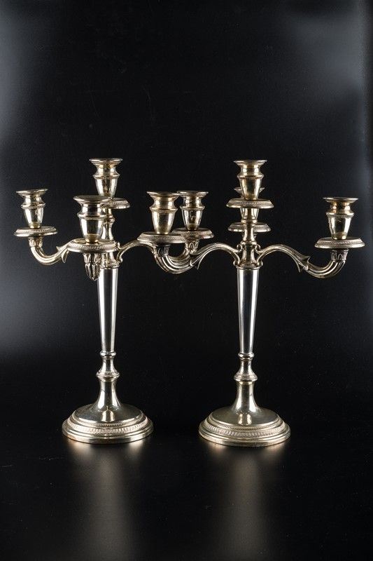 Pair of 800 silver candelabra
