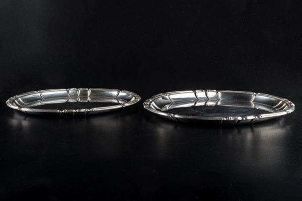 Lot of two 800 silver trays