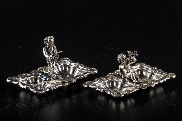 Giovanni  Raspini - Pair of small 800 silver salt cellars