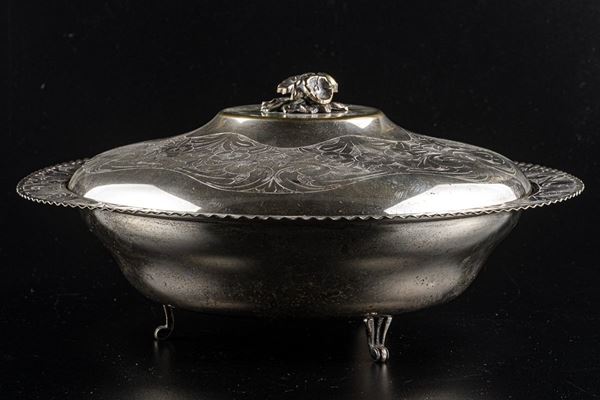 Silver metal tureen