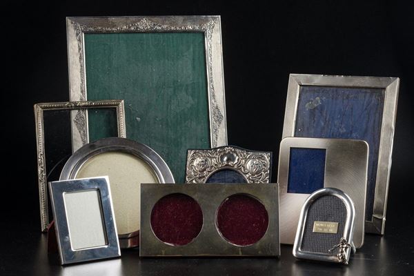 Lot of nine silver frames