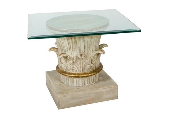 Table base in gilded lacquered wood