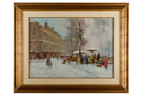 Boulevard parigino innevato