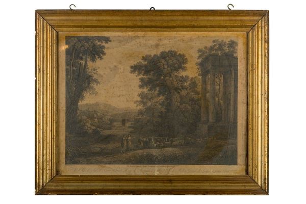 Pietro Parboni - Paesaggio arcadico con armenti, da Claude Lorrain