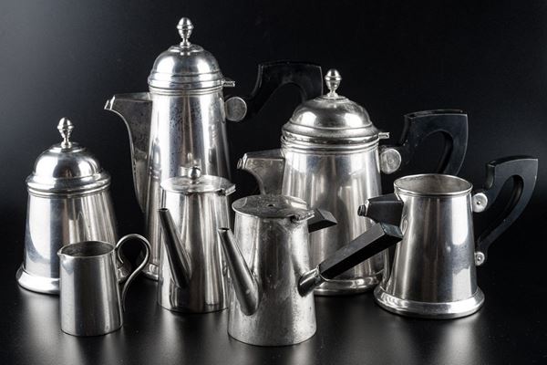 Servizio da t&#232; e caff&#232; in metallo argentato 