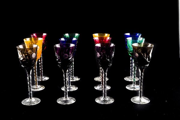 Twelve Roemer crystal goblets