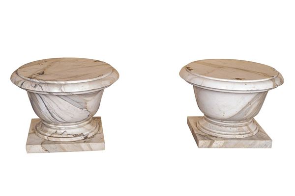 Bases in white Calacatta marble