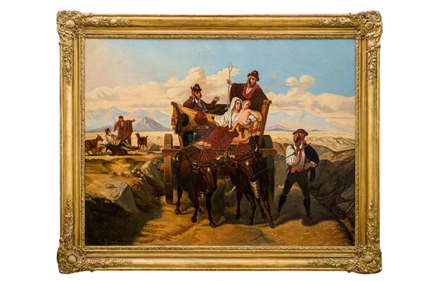 Pietro Barucci - Cart of oxen in the Roman countryside