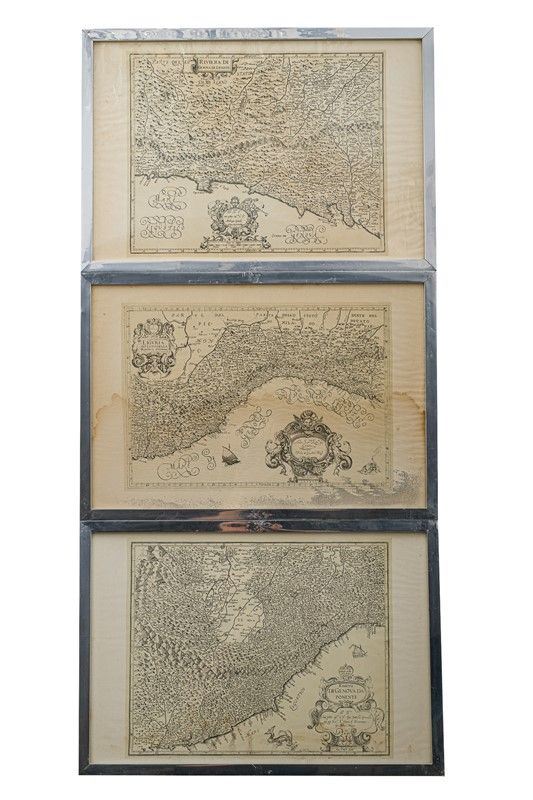 Giovanni Antonio Magini - Three ancient geographical maps of the State of Genoa