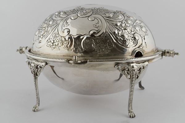 Silver-plated metal food warmer