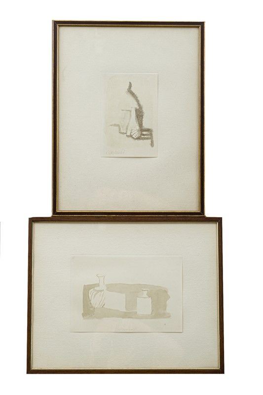 Giorgio Morandi - Pair of still lifes with bottles