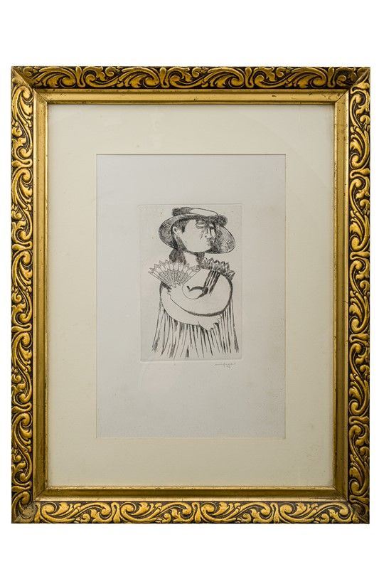 Giuseppe  Migneco - Woman with hat and fan