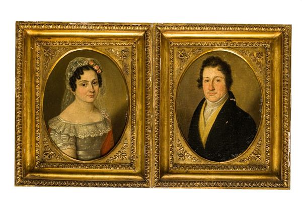 Portrait couple of young newlyweds