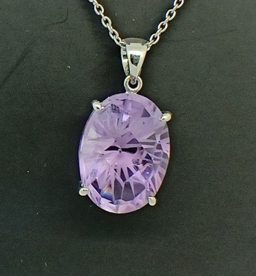 925 rhodium silver pendant with amethyst