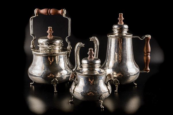 Caffettiera , zuccheriera e teiera in argento 800