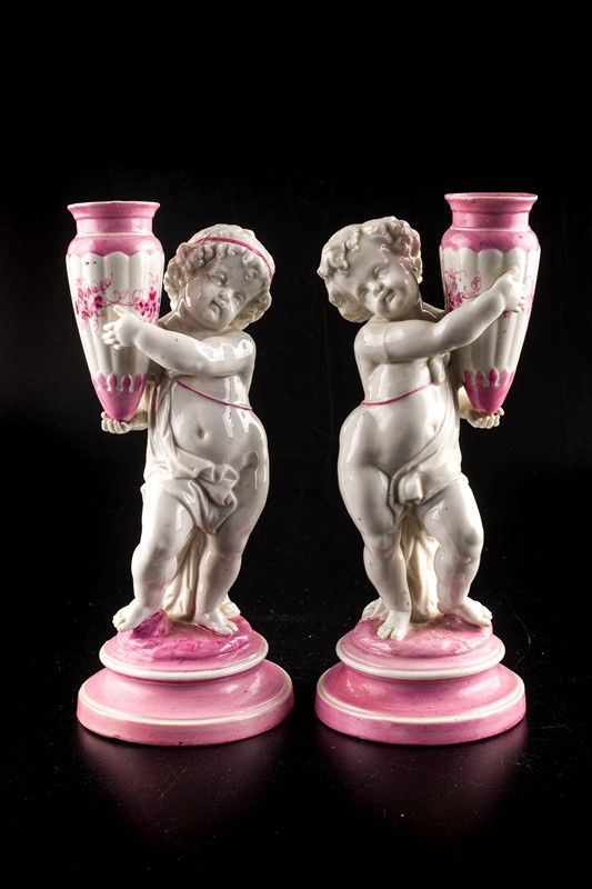 Pair of Sitzendorf candle holders