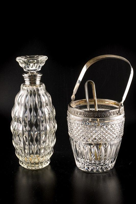 Lot of two objects in crystal and silver