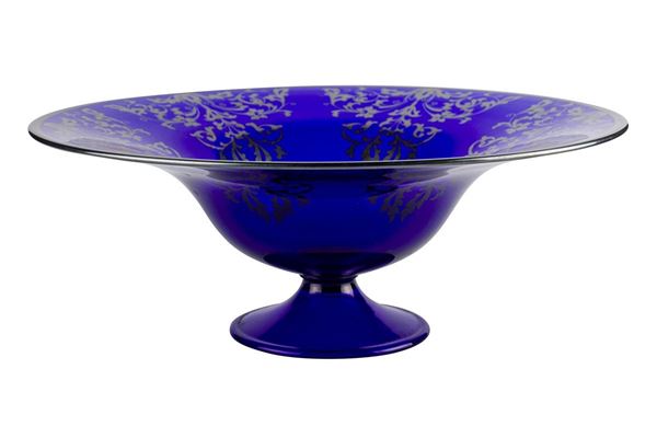 Blue glass centerpiece