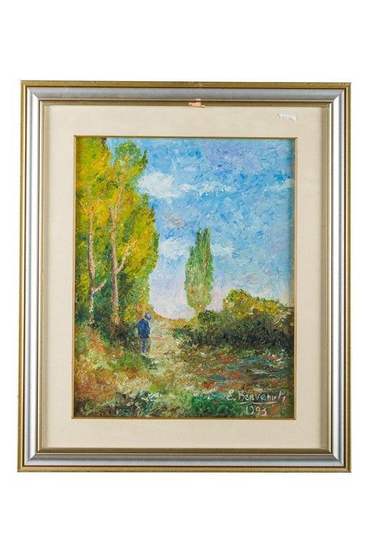 Landscape with trees and figure