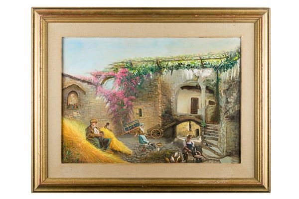Cottage with figures