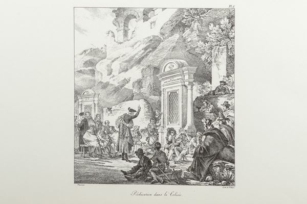 Antoine Jean Baptiste Thomas &amp; Fran&#231;ois De Villain - Coppia di litografie in bianco e nero