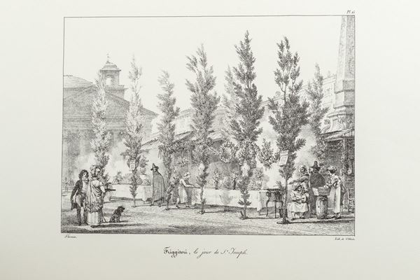 Antoine Jean Baptiste Thomas &amp; Fran&#231;ois De Villain - Coppia di litografie in bianco e nero