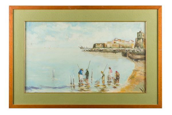 Glimpse of the port with fishermen