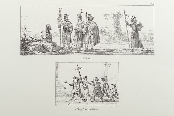 Antoine Jean Baptiste Thomas &amp; Fran&#231;ois De Villain - Tre litografie in bianco e nero