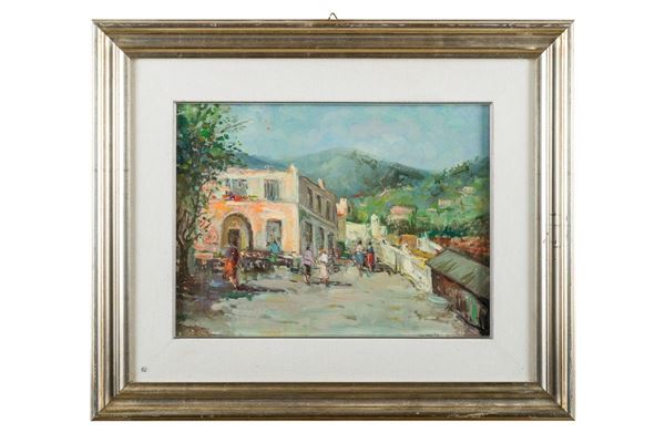View of the city with figures
