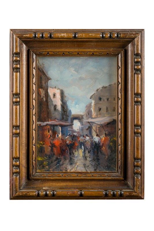 View of the city with figures
