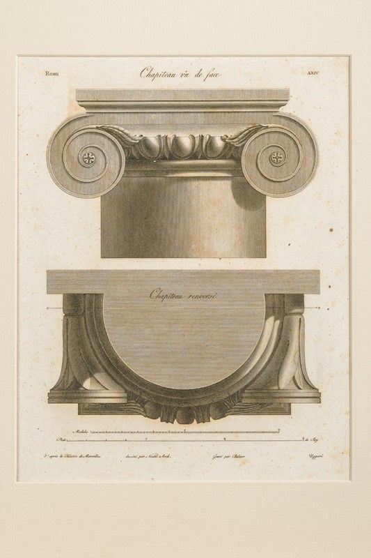 Pair of engravings depicting elements of Roman capitals
