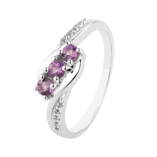 Anello in argento 925 rodiato con tre ametiste del Brasile