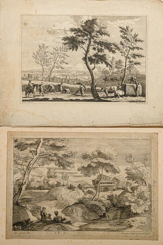 Pair of engravings depicting rural scenes