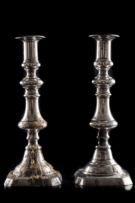 Pair of metal candlesticks