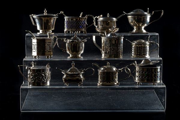 Collections of 12 silver salt cellars